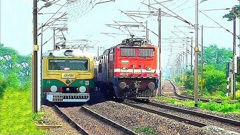 Electrifying Crossing | WAP-4 LHB Chambal Exp Crossing Howrah-Barddhaman EMU Train