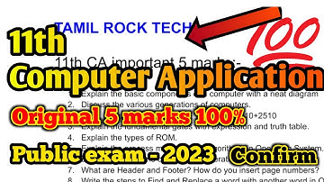 11th Computer application public question paper 2023 || 11th computer application public 5 marks