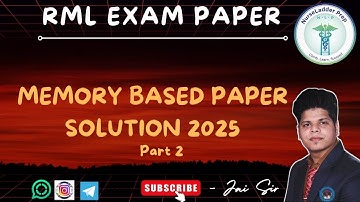 Rml nursing officer memory based paper with answer part - 2 @nurseladderprep