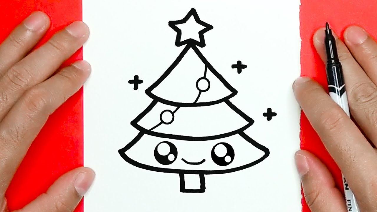 Cartoon Christmas Tree Drawing - How To Draw A Cartoon Christmas Tree Step  By Step