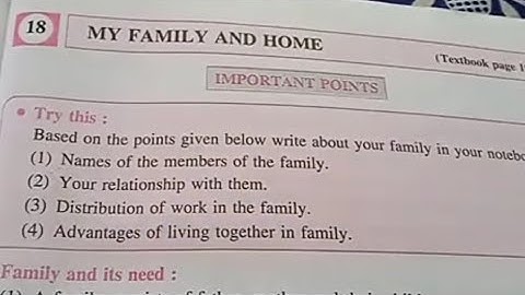 Std. 3 EVS. 1 Lesson 18 My Family and Home Digest