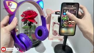 tutorial cara menggunakan headphone bluetooth kucing led p47m headset wireless cat ear p47
