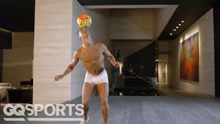 Cristiano Ronaldo Juggles a Soccer Ball in his Underwear | GQ Sports