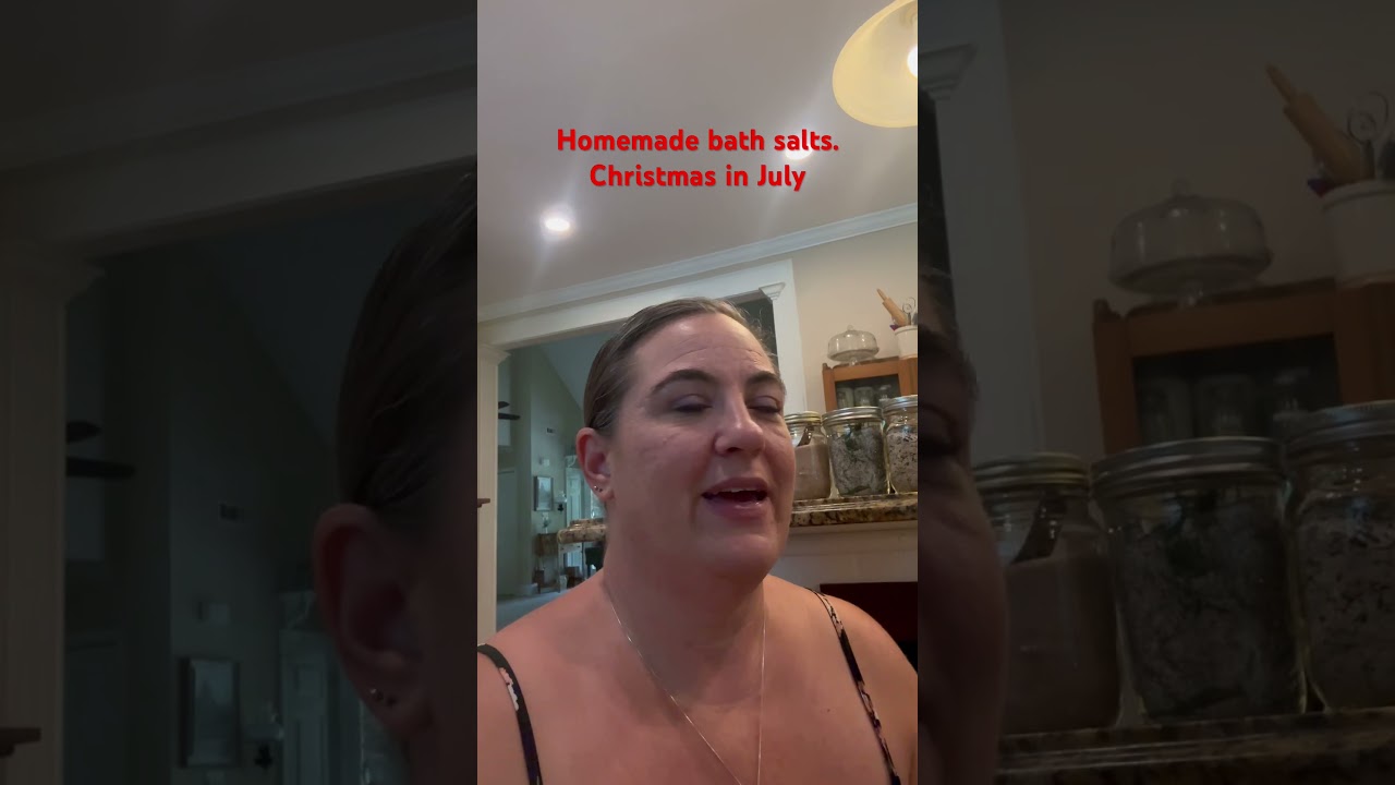 Homemade bath salts for Christmas in July. 