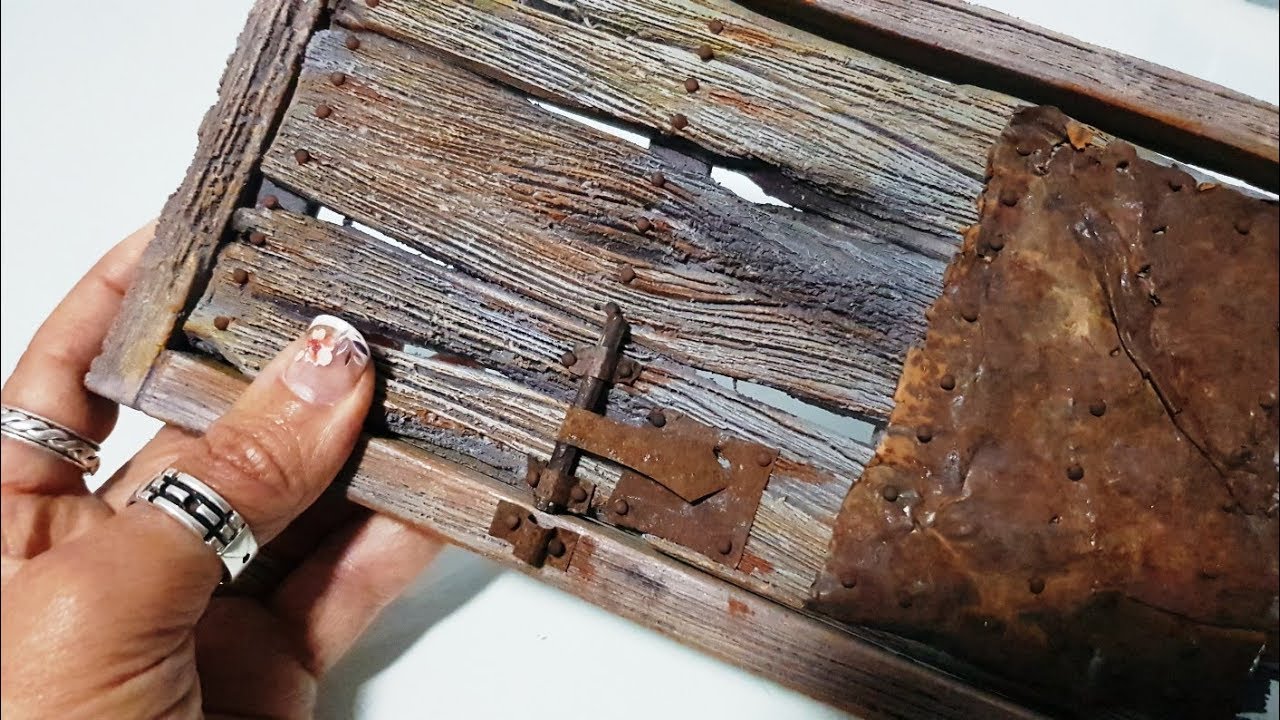 COMO HACER PUERTA ANTIGUA PARA BELENES CON CHAPA OXIDADA