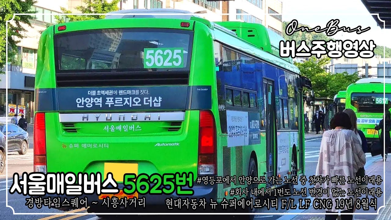 [지선버스] 서울매일버스 5625번 현대자동차 뉴 슈퍼 에어로시티 F/L LF CNG 19년 8월식 버스주행영상 (경방타임스퀘어 ~ 시흥사거리)