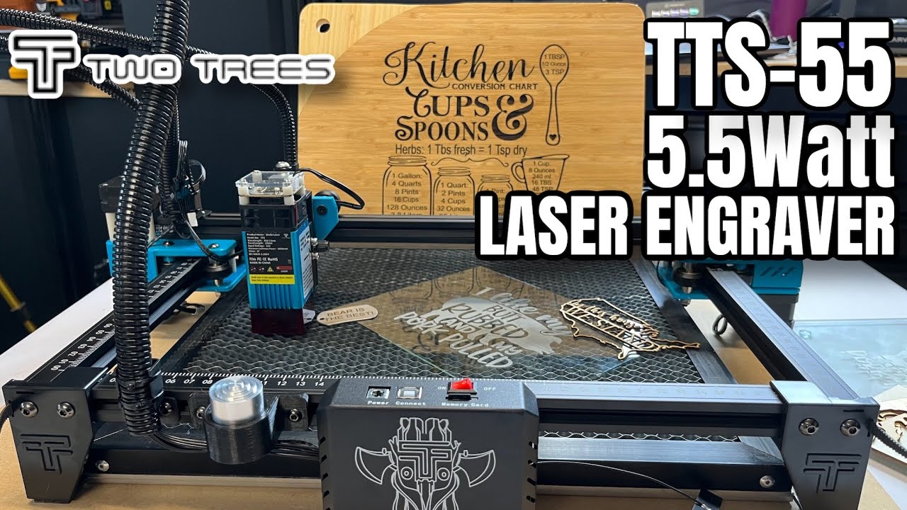  Twotrees TTS-55 Pro 40W Laser Engraving Machine for Making 3D  Wooden Puzzles, Cutting Machine, 5W-5.5W Laser Power, Fixed-Focus  Compressed Spot, Engraving Machine for Wood, Metal,Stainless Steel