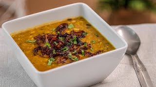 Indian mixed Dal recipe - Lentil Soup with fried Onions - Vegan