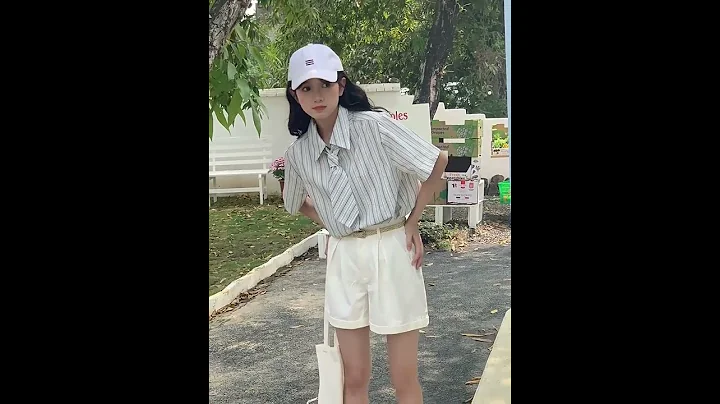 ⭐沐橙女装线上批发：2023夏季新款日系学院风少年感条纹衬衫送领带休闲宽松短袖衬衣女 - 天天要闻