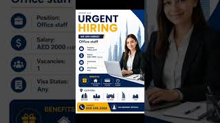 URGENT HIRINGOffice staff🔹 Position: Office staff💰 Salary: AED 2,000 +10%com📌