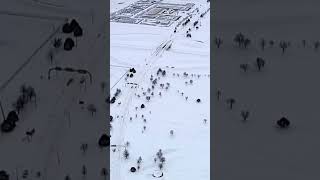 Aerial shows snow covered Oklahoma City