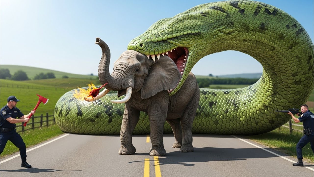 Fearless Heroes Confront Giant Python To Save The Elephant!