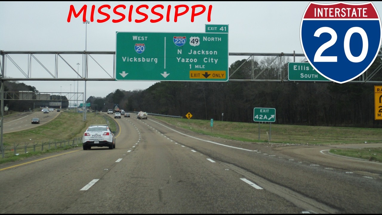 Interstate 20 - Mississippi (Exits 56 to 1) westbound