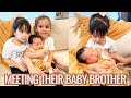 BIG SISTERS MEET THEIR BABY BROTHER FOR THE FIRST TIME!