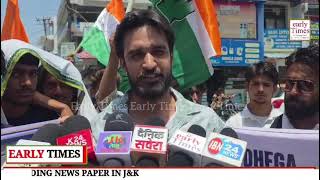 #watch Youth Congress workers stage protest over NEET leak issue under Sahil Andotra’s leadership.