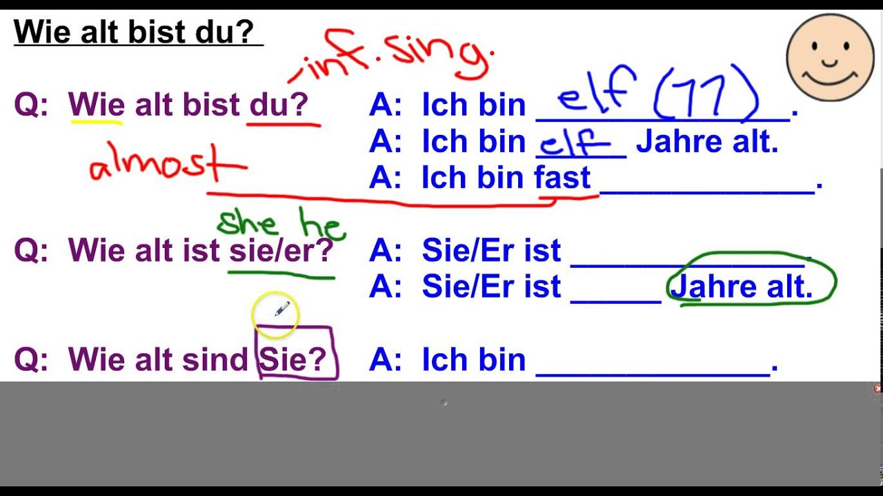 Немецкий язык wie Fit bist du in Deutsch. Wie alt ist Sie перевод с немецкого. German Grammar in context.