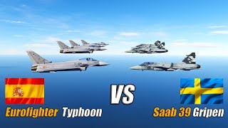 Spanish Eurofighter Typhoon vs Swedish Saab 39 Gripen dogfight - DCS WORLD