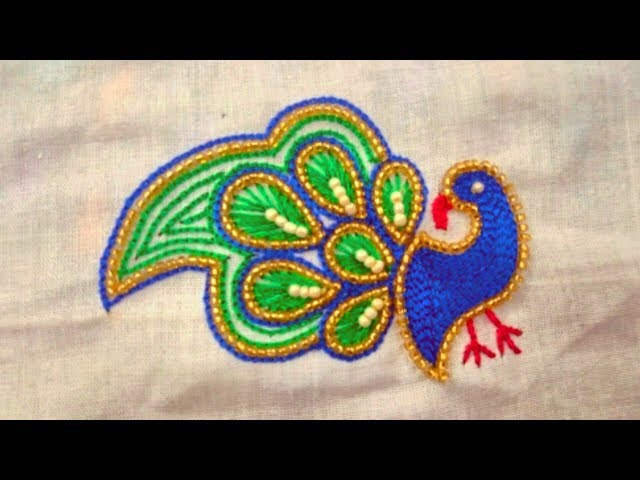How To Do Peacock Embroidery Work | Easy Peacock Feather Design in Aari Work