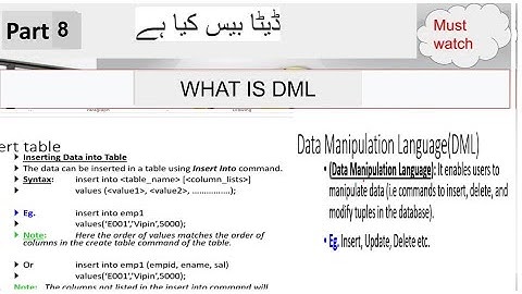 DML COMMANDS (DATA MANIPULATION LANGUAGE) Part: 08 MySQL- Tutorial For Beginners