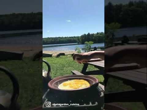 Cooking breakfast by the river