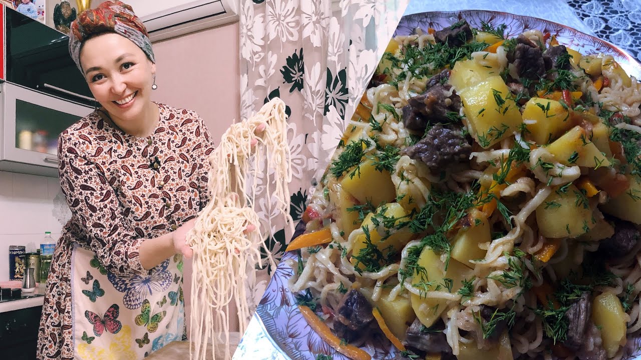 Альбина Имашова камыр жайып, кургак кесме жасады