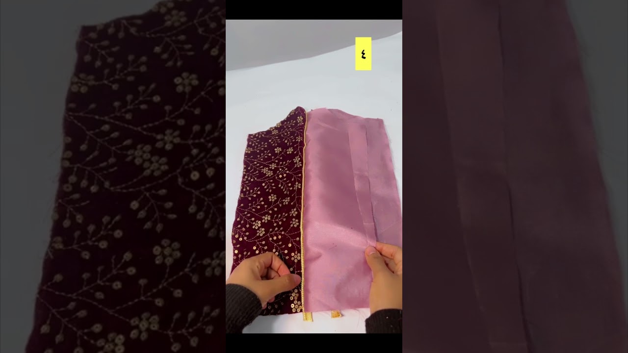 خطوات خياطة كم مفتوح مع شريط قيطان