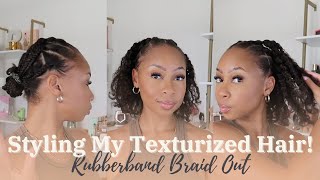 How I Style My Texturized Hair | Easy Rubberband BraidOut Lasts for 10+ Days | BeeSaddity TV