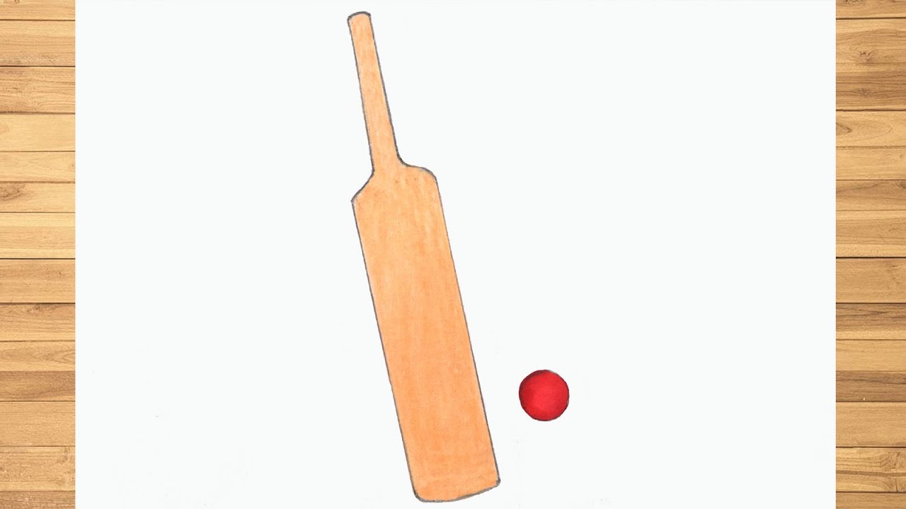 Drawing Cricket Bat And Ball Easy With Colour And Step By Step Youtube