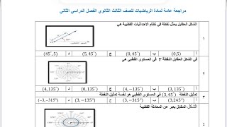 مراجعة عامة باب الاحداثيات القطبية والاعداد المركبةالرياضيات للصف الثالث ثانوي الفصل الدراسي الثاني