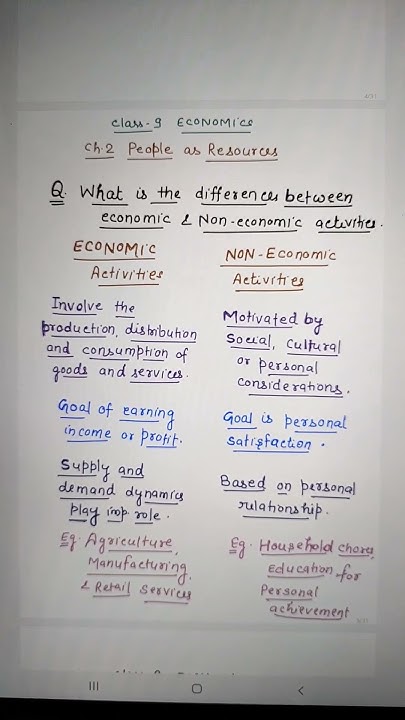 Differences Between ECONOMIC Non Economic Activities Class 9 differences-between-economic-non-economic-activities-class-9