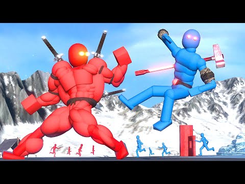 Battle of Ragdolls: Red vs Blue - Smart AI Cinematic NPC Wars (with active ragdoll physics)