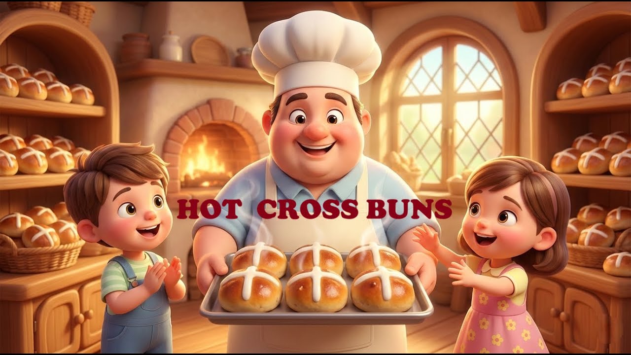 Hot Cross Buns 🍞 | Fun Nursery Rhymes for Kids | 3D Animated Sing-Along Song