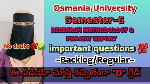 Degree Semester-6 RMPR / Research methodology and project report important questions/ O.U🚨💯 / RMPR