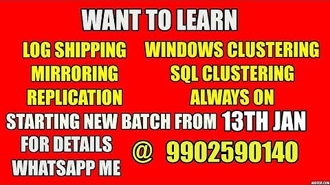 Starting New Batch on SQL DBA HA & DR