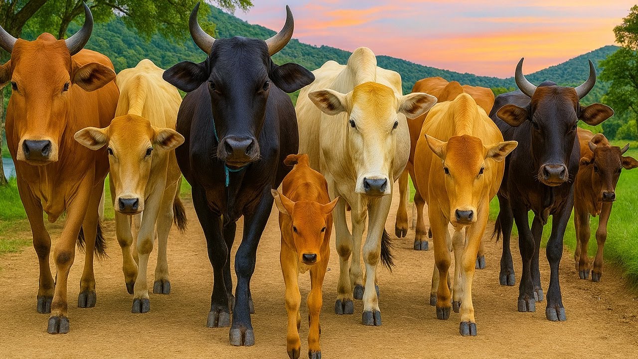 s Walking in droves to the pen, Cows Mooing, Cute Cows Walking Leisurely