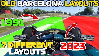 DRIVING The OLD BARCELONA TRACK LAYOUTS In MODERN F1 Cars! | 1991 - 2023
