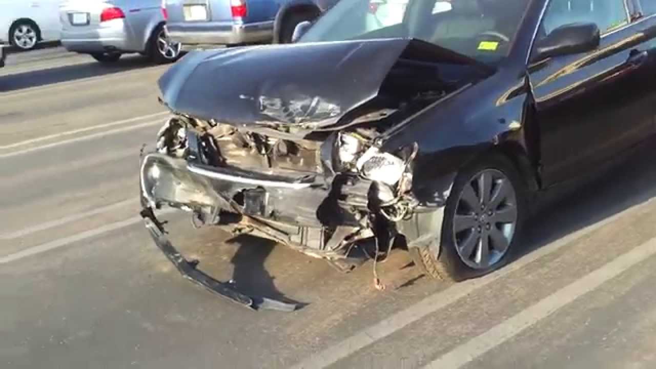 Bad front end crash totaled Camry - YouTube