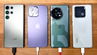 Samsung S23 Ultra vs iPhone 14 Pro Max vs OnePlus 11 vs Xiaomi 13 Pro - Charging Speed Test