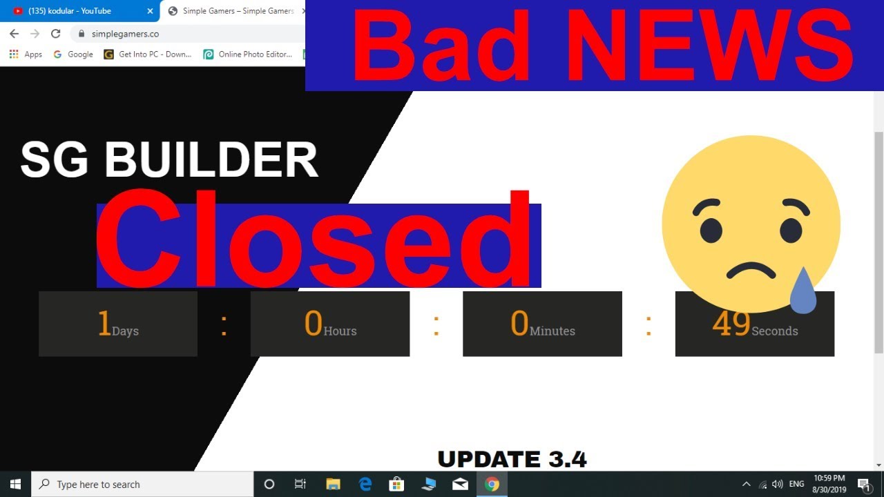 Bad news for android developer SG Builder now closed - YouTube
