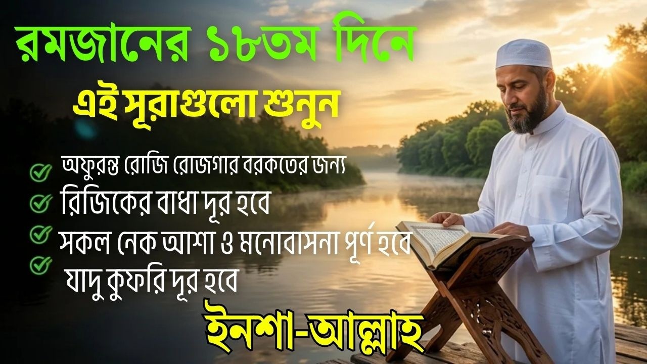 আজ পবিত্র রমজানের ১৮তম - জীন, ভুত, রোগ, দুশ্চিন্তা, বদনজর, রিজিকের বাধা দুর হবে ইনশাআল্লাহ
