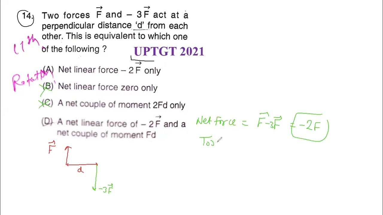 Q 14 UPTGT 2021 SOLUTION Two forces F and -3F act at a perpendicular ...