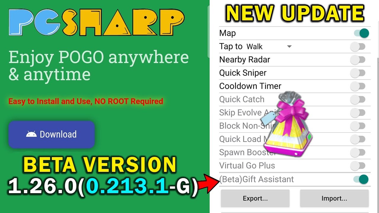 PGSharp new Beta Version: 1.26.0 GIFT ASSISTANT Feature | Pokemon Go ...
