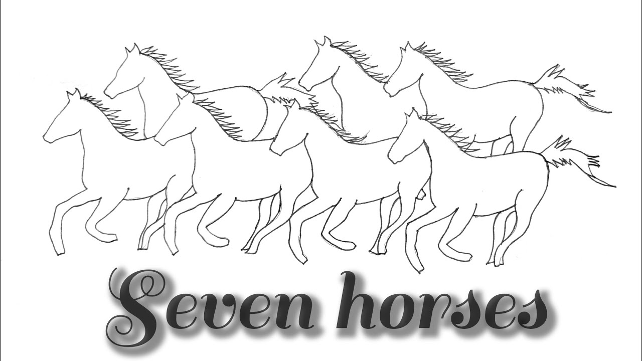seven horses pencil drawing/ 