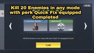 Kill 20 Enemies in any mode with perk Quick Fix equipped | SEASONAL Perk Prodigy COD MOBILE