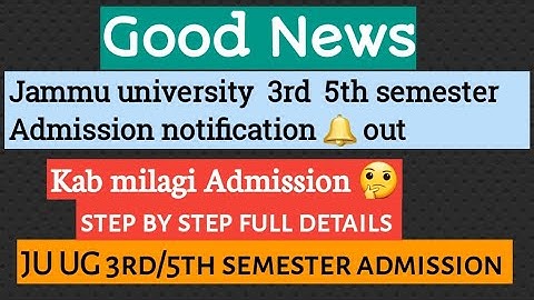 jammu university  3rd & 5th semester admission notification out Check full details 2023 |