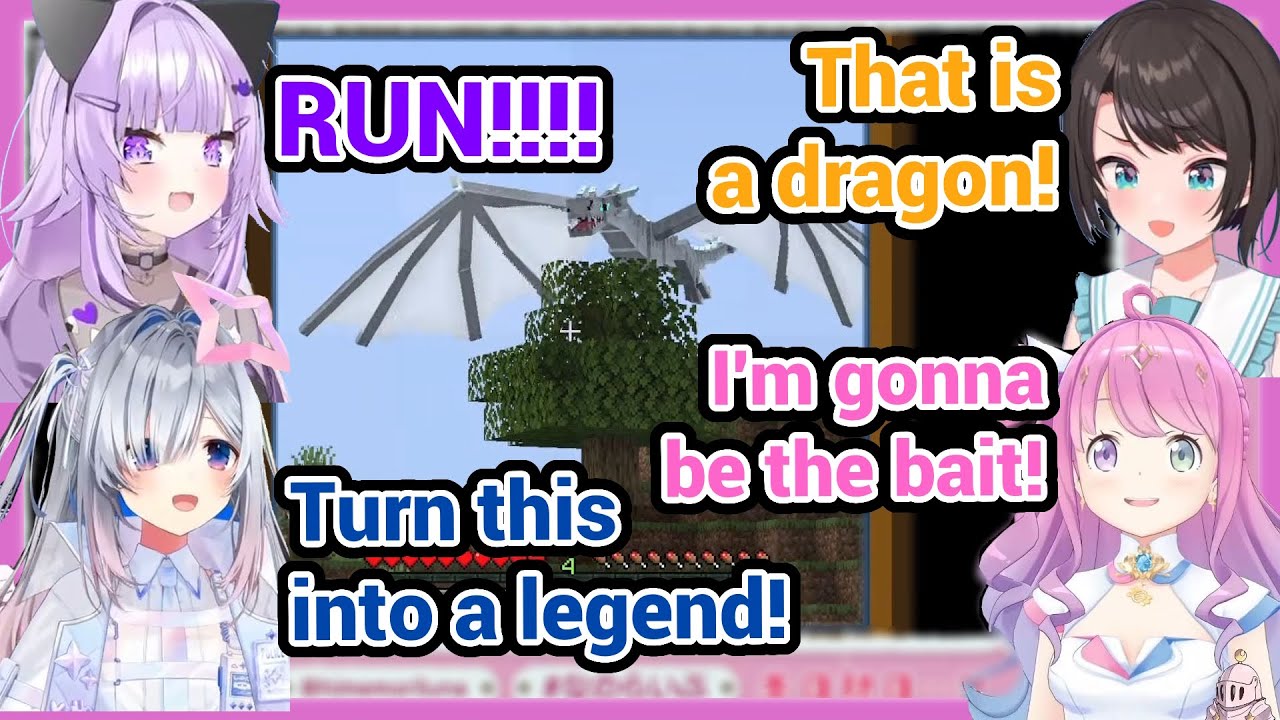 Ужас драконов в Holo Dragon Minecraft Okayu Subaru Luna Kanata Azki Lamy Nene Su!!!!