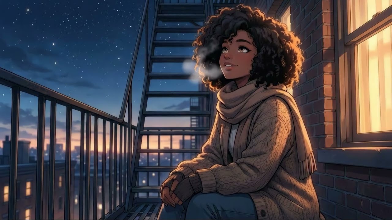 Fire Escape Lofi – Starry Night for Quiet Thoughts | 
