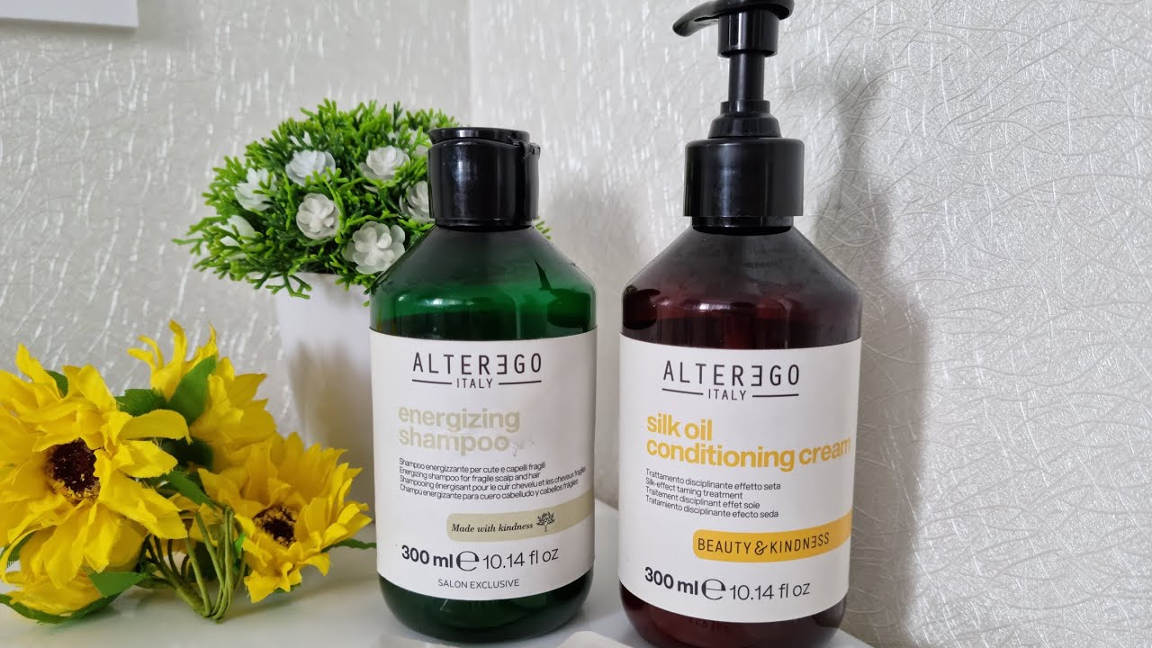 Шампунь ENERGIZING и кондиционер SILK OIL для волос марки ALTEREGO Italy.