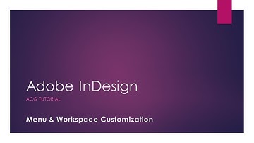 Menu & Workspace Customization - In Adobe InDesign CS6 - By Amol Gulekar | in Hindi