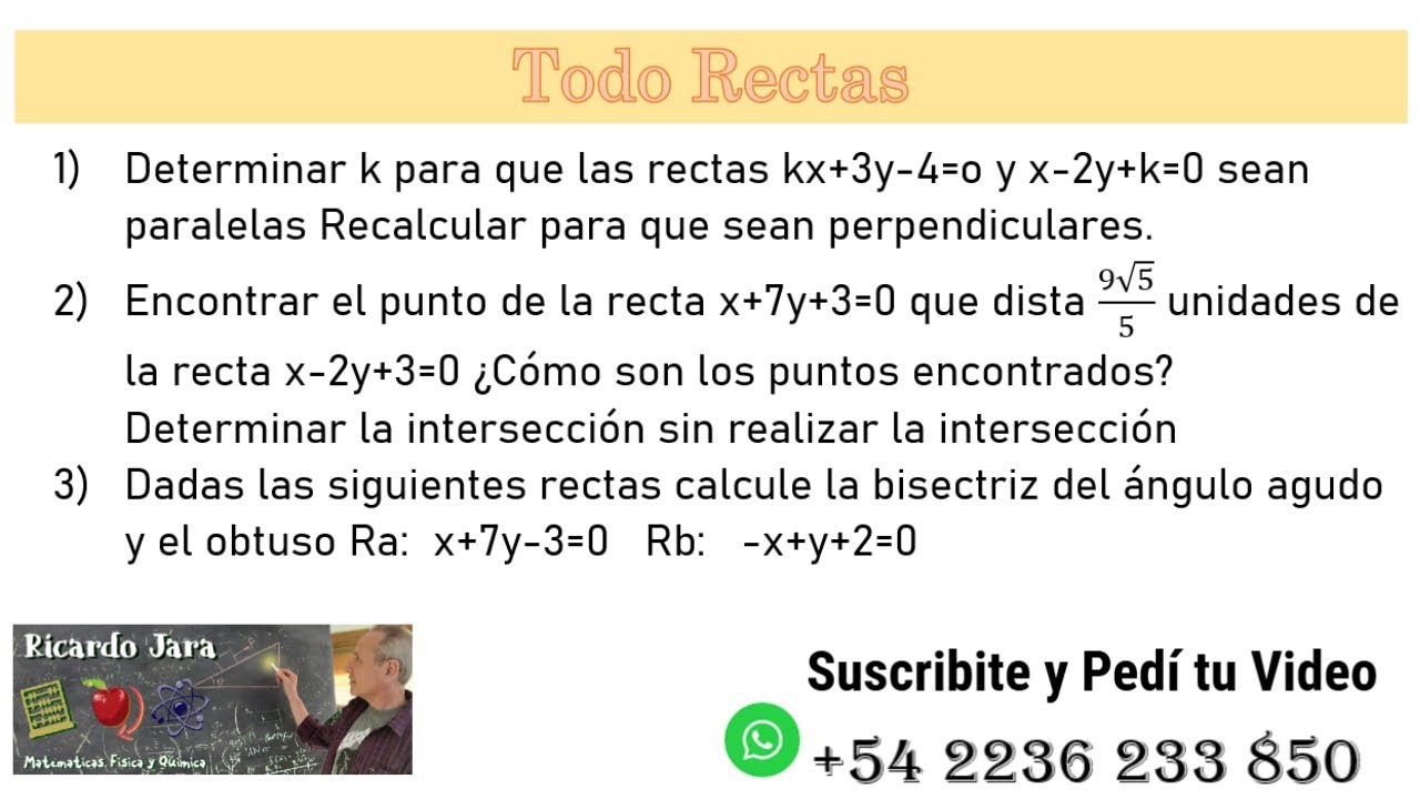 Distancia entre Rectas Ecuación de la Bisectriz entre Rectas - YouTube